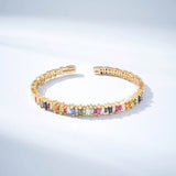 Bold Rainbow Sapphire and Diamond Baguette Bangle