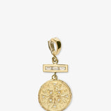 Compass Small Diamond Coin Charm with Triple Baguette