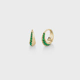 One-Sided Pave Emerald Mini Crescent Hoop - LEFT EAR