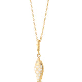 Fish for Love Pendant - White Enamel with Diamonds and Pink Sapphires