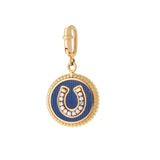 Double Face Charm - Clover/Horse Shoe - Navy and Orange