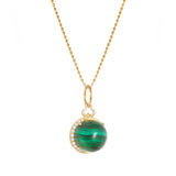Cabochon Moon Charm in 18k Gold | Malachite