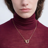 Oera Necklace, Yellow Gold, Paved with Diamonds - Duo Link Version