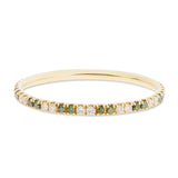 Thread Band Yellow Gold White Diamond & Green Diamond