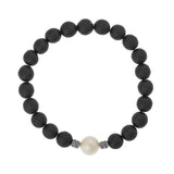 ONYX & WHITE PEARL BRACELET