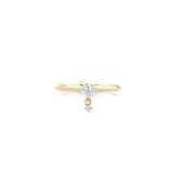 DOUBLE DROP PRONG SET PETITE OVAL AND ROUND DIAMOND RING