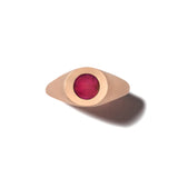 Self Involved Signet Ring, Smooth with Red Greenland Ruby