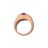 Self Involved Signet Ring, Smooth with Red Greenland Ruby