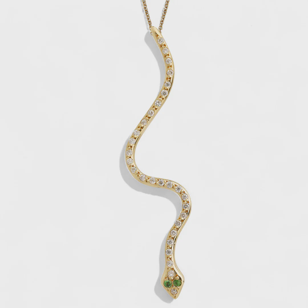 Snake Eden Rome Lucky Snake Eden Pendant in Yellow Gold with Diamonds – Gin and The Banker