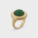 Emerald Caviar Ring in Yellow Gold