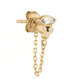 Moonstone & Tubes Diamonds Single Chain Earring