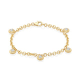 Fluted 5 Button Fringe Bracelet with Link Chain