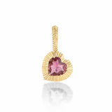 Pink Tourmaline Fluted Heart Charm