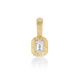 Emerald Cut Diamond Charm with Fluted Bezel