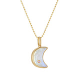 Moonstone Crescent Charm in 18k gold