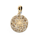 Compass Pave Medium Coin with White, Champagne & Brown Diamonds