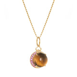 Cabochon Moon Charm in 18k Gold | Tigers Eye