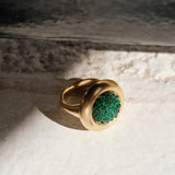 Emerald Caviar Ring in Yellow Gold