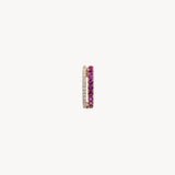Diamond & Pink Sapphire row Hoop Earring