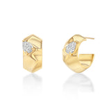 Small Liquid Gold Hoops with Pear Diamonds - Pair