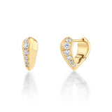 1-Sided Mini Knife Edge Heart Shaped Huggie with Diamonds- LEFT