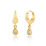 Crescent Hoop with Diamond Dangle - Pear - SINGLE