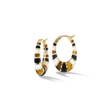 MINI INLAY HOOPS IN TIGERS EYE, BLACK & WHITE ONYX