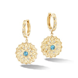 Star Medallion Huggies with Blue Topaz