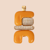 Fire Totem Pendant with Orange Opal and Diamonds