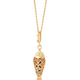 Fish for Love Pendant - Orange Enamel with Diamonds and Orange Sapphires