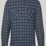 Rugged Explorer Plaid Cashmere Shirt in Eclipse