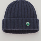 Navy Cashmere Rib Beanie