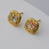 Epoch Stud Earrings-Green and Blue Sapphires, Paraiba Tourmaline & Diamonds