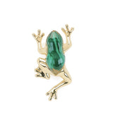 Mini Frog Malachite Quartz Stud