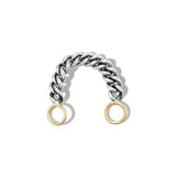 Silver Heavy Curb Chain Ring - 14k Yellow Gold