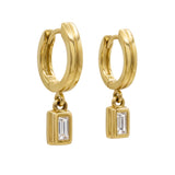Lincoln Hoops with Baguette Diamond Drop