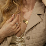Classic Moon & Stars Locket 18K Gold - Florentine Finish