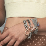Mini Mega Curb Chain Bracelet in Silver, YG Loops