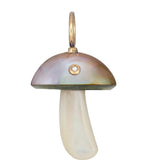 Iridescent Copper Mabe Pearl Mushroom with Diamond