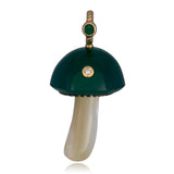 Green Chalcedony Mushroom with Emerald and Diamond