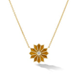MINI SACRED FLOWER INLAY NECKLACE IN TIGERS EYE & DIAMOND