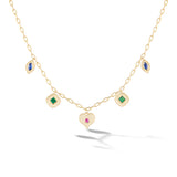 Symbols Gold Pendant with Emerald, Blue and Pink Sapphire