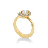KE Stone Ring with OV Diamond and Contour Pave