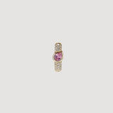 Diamond & Pear Cut Pink Sapphire Hoop Earring