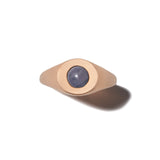 Self-Involved Signet Ring, Smooth with Blue Greenland Ruby