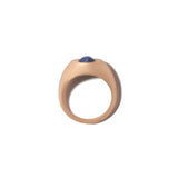 Self-Involved Signet Ring, Smooth with Blue Greenland Ruby