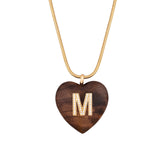 "M" Diamond Rosewood Heart