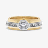 Elongated Hex Diamond Soft Staircase Pave Ring