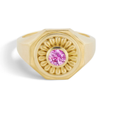 Mandala Signet Ring with Pink Sapphire