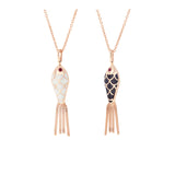 Fish for Love Pendant Ivory & Black Enamel - Rubies
